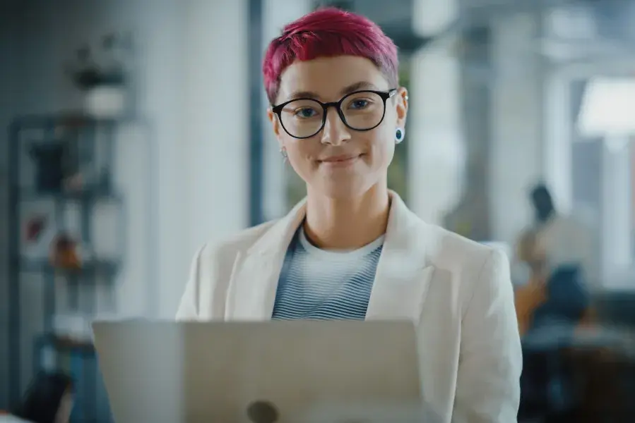 female student at a computer